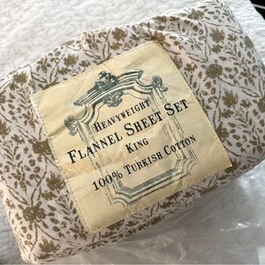 New- Patina Vie Turkish cotton king sheet set - gold/olive color, floral, boho